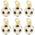 SUNNYCLUE 1 Box 6Pcs Real 18K Gold Plated Soccer Charms Soccer Balls Charms Bulk Enamel Round 3D Brass Colorful Metal Football Sport Pendants for Jewelry Making Supplies DIY Craft Keychain Bags Adults