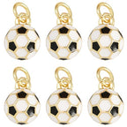 SUNNYCLUE 1 Box 6Pcs Real 18K Gold Plated Soccer Charms Soccer Balls Charms Bulk Enamel Round 3D Brass Colorful Metal Football Sport Pendants for Jewelry Making Supplies DIY Craft Keychain Bags Adults