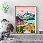 A8MENX0 5D Mountain Diamond Art Painting Kits for Adults,Full Drill Diamond Dots Paintings for Beginners,DIY Crafts Kits Paint with Round Diamonds Pictures Gem Art Painting DIY Crafts Kits 12x16 inch - color: Pink Mountain