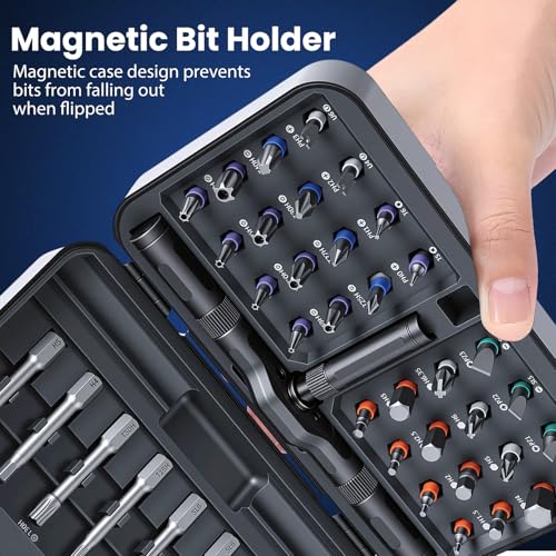 Ratcheting Screwdriver Set, 42PCS Magnetic Multi-Bit Driver with 6.2° Ratcheting Gear, T-Handle & Magnetic Booster, Extended Lever Handle, 40 S2 Steel Bits with Portable Case for Home Repair & DIY - size: 42 PCS