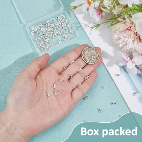 BENECREAT 50Pcs Silver Filled Twist Crimp Beads, Brass Crimp Tube Beads for DIY Jewelry Making Findings, 6x3mm, Hole: 1.6mm - color: Silver