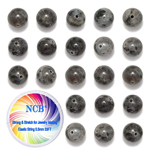 NCB 100pcs Original Natural Stone Beads Gemstone Round Loose Beads 6mm 8mm 10mm (Black Larvikite, 6mm 100Beads) - color: Black Larvikite, size: 6mm 100beads
