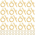 1 Box 60 Sets Toggle Clasps Ring and Bar Clasp Gold & 120Pcs Brass Open Jump Rings OT Toggle T-Bar Connectors Findings for Jewelry Making Supply DIY Crafts Necklace Bracelet Supplies - style: Style 1