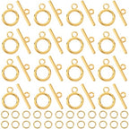 1 Box 60 Sets Toggle Clasps Ring and Bar Clasp Gold & 120Pcs Brass Open Jump Rings OT Toggle T-Bar Connectors Findings for Jewelry Making Supply DIY Crafts Necklace Bracelet Supplies - style: Style 1