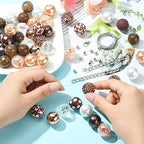 DanLingJewelry 50Pcs 20mm Coconut Brown Acrylic Bubblegum Beads Brown Focal Beads Large Round Ball Loose Beads for Jewelry Making DIY - color: 50pcs - brown
