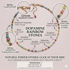 Handmade Natural Gemstone Beaded Necklace for Women, Cultured Freshwater Pearl Choker with Adjustable Extension Chain, Boho Healing Crystal Jewelry Collection - color: g Colorful
