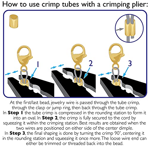 The Beadsmith Tube Crimp Beads, 2 x 2mm, 100 Pieces, Gold Color, Uniform Cylindrical Shape, No Sharp Edges, Designed to Secure The Ends of Jewelry Stringing Wires and Cables - size: Small