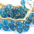 100Pcs Luminous Glass Beads Sky Blue 8mm Round Beads Glow Crystal Loose Beads with Rope for DIY Craft Bracelet Jewelry - color: Sky Blue
