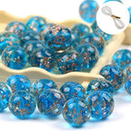 100Pcs Luminous Glass Beads Sky Blue 8mm Round Beads Glow Crystal Loose Beads with Rope for DIY Craft Bracelet Jewelry - color: Sky Blue