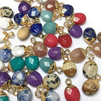 LE SKY 10 Pcs Natural Stone Pendants Mix Random Color Natural Semi Precious Stone Pendants Charms for Jewelry Making Jade Turquoise Agate Crystal Quartz Beads Bracelet Necklace Jewelry Findings