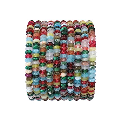BEADIA Natural Mix Colored Disk Stone Beads 4x2mm 160pcs Rondelle Loose Semi Gemstone Beads for Jewelry Making Design - color: Mix Colored