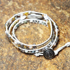 YGLINE Women Boho Handmade Natural Stone Crystal Leather Bead Wrap Bracelets Collection - color: Howlite-3w