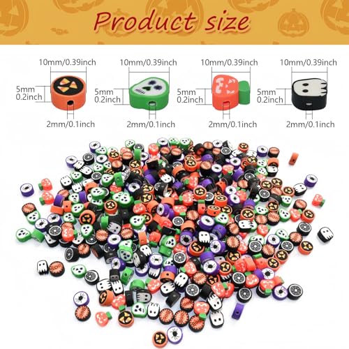 Looconi 200pcs Halloween Clay Beads for Jewelry Making DIY Crafts Bracelet