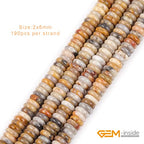GEM-Inside 2x6mm Natural Yellow Crazy Lace Agate Stone Heishi Disc Rondelle Spacer Beads for Jewelry Making Full 15" Strand Energy Stone Healing Power Crystal - color: Yellow Crazy Lace Agate