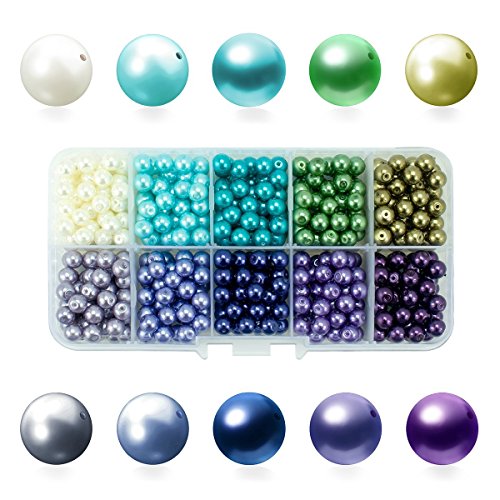 BEADNOVA Satin Pearls Beads for Crafts Tiny Loose Imitation Glass Pearls for Jewelry Making (6mm, 500pcs, Multi Color) - color: 6mm 500pcs Mix Lot M02