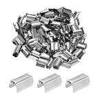 M METERXITY 100-Pack Fold Over Crimp End Caps, 0.5 x 0.2in/ 12 x 5mm Crimp Fasteners Ribbon Ends with Clamps for Jewelry Making/Leather Decor/DIY/Bracelets, Belt Buckle End Tip [Silver] - size: 0.5 x 0.2in/12 x 5mm