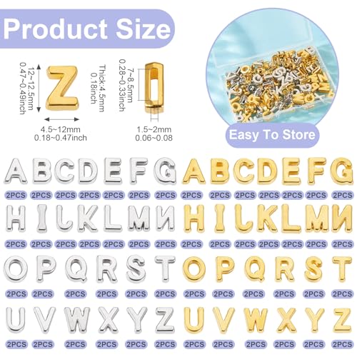 Cheriswelry 104Pcs Acrylic Letter Beads Plating Alphabet Plastic Beads Initial Letter A-Z Bead 12mm for DIY Bracelet Necklace Keychain Phone Straps Jewelry Making - color: 2 Color