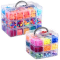 Bead Organizer, 2 Pack Craft Storage with Removable Dividers, Clear 3-Tier Plastic Organizer Box, Small Parts Organizers for Jewelry, Art, DIY Crafts, Kids Toys, Small Items