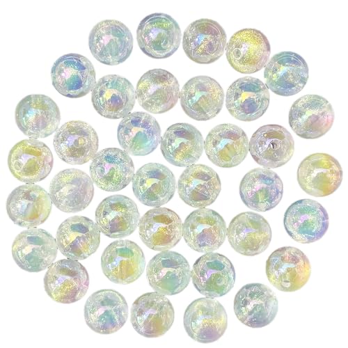 AB Color Noctilucence Acrylic Cube Bead DIY Beading Hairband Bracelets Necklace Craft Embelishment (Shiny Glitter-Round) - color: Shiny Glitter-Round