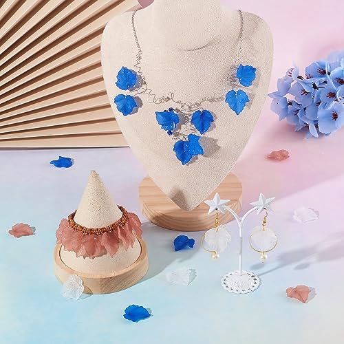Crafans 50Pcs Frosted Acrylic Leaf Charms 24x22.5x3mm Transparent Plant Pendants Clear Autumn Maple Leaves Beads Charms for Jewelry Making (White) - color: White