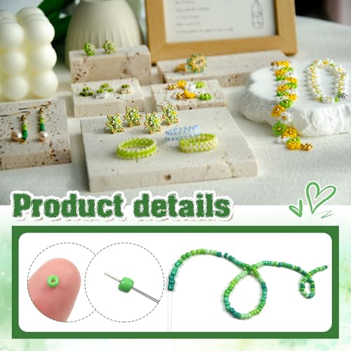 TOAOB 1500pcs 3mm Green Colors Opaque Seed Beads Kit Glass Round Small Spacer Beads with Beading Pin for DIY Beading Weaving Earrings Bracelets Necklaces Eyeglass Chain Art Crafts Jewelry Making - color: Green series