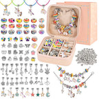 Charm Bracelet Making Kit for Girls Ages 3-12 | 165 Pcs Jewelry Making Kit Supplies for Adults | DIY Jewelry Crafts with Nice Box | Unicorn Mermaid Themed Gift for Kids Birthday Christmas Party