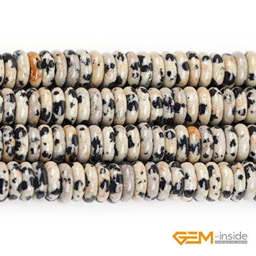 GEM-Inside 2x6mm Natural Dalmatian Dalmation Jasper Stone Heishi Disc Rondelle Spacer Beads for Jewelry Making Full 15" Strand Energy Stone Healing Power Crystal Crystal - color: Dalmation Jasper