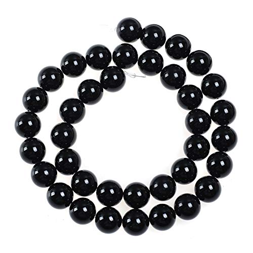 Natural Stone Beads 8mm Black Onyx Agate Gemstone Round Loose Beads Crystal Energy Stone Healing Power for Jewelry Making DIY,1 Strand 15" - color: Black Onyx, size: 8MM