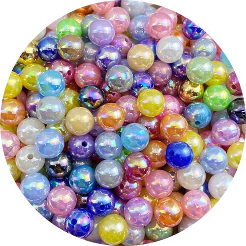 400pcs 8mm Pearl Beads AB Colorful Glossy Plastic Loose Spacer Crafts Beads for Jewelry Making Earring Bracelet Necklace Home Decoration (Multicolor) - color: Multicolor, size: 8mm