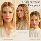 Brishow Crystal Head Chain Jewelry Gold Rhinestone Hair Chain Boho Bridal Headpiece for Women - color: Gold
