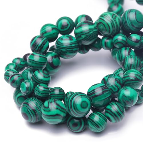 10mm Natural Stone Beads for Jewelry Making,Green Malachite Polished Smooth Round Gemstone Beads for Bracelet Necklace 15 Inch - color: Green Malachite, size: 10mm