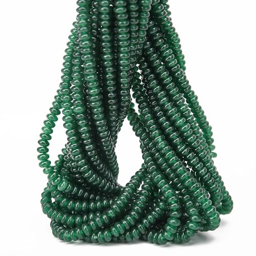2 Strands (300PCs) Green Jade Rondelle Beads, 2 * 4mm Gemstone Loose Spacer Abacus Disk Beads for DIY Bracelet Necklace Earrings Jewelry Making, Craft Supplies Beading Kit - color: Green Jade, size: 2*4MM