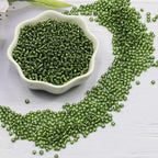 Transparent Dark Green with Silver Lined Beads Size 8/0 Crafts Glass Seed Beads 3mm for Jewelry Making (Total About 100g About 3600pcs) - color: Transparent Dark Green with Silver Lined, size: 3mm