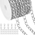 Jabogrii 5 Meters Oval Lip Jewelry Making Chains Silver Stainless Steel Chain with Lobster Clasps and Jump Rings for Jewelry Making - color: Oval Lip Silver