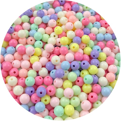 120Pieces 12MM Acrylic Round Beads Round Acrylic Balls Chunky Beads Smooth Spacer Plastic Pastel Beads Craft Beads for Necklace and Bracelet Making Crafting Supplies(175-light Mixed Color) - color: 175-light mixed color, size: 12MM