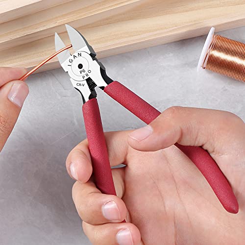 IGAN-P6 Wire Flush Cutters (Pack of 5), 6-inch Ultra Sharp and Powerful Side Cutter Clippers, Ideal Wire Snips for Handmade and Any Clean Cut Needs - size: Pack 5