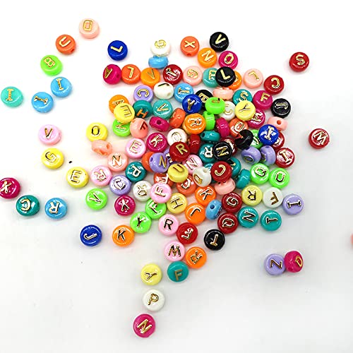 Amaney 500pcs Big Colorful Letter Beads 10x6mm Alphabet Round Flat Beads for DIY Craft Making - color: BigColorful