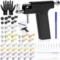 Reusable Ear Piercing Gun Kit, Professional Ear Piercing Machine with Stainless Steel Piercing Earrings Studs, Crystal Earrings for At Home Salon Earlobe Cartilage Helix Tragus Piercing Tool Set - color: Black