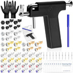 Reusable Ear Piercing Gun Kit, Professional Ear Piercing Machine with Stainless Steel Piercing Earrings Studs, Crystal Earrings for At Home Salon Earlobe Cartilage Helix Tragus Piercing Tool Set - color: Black