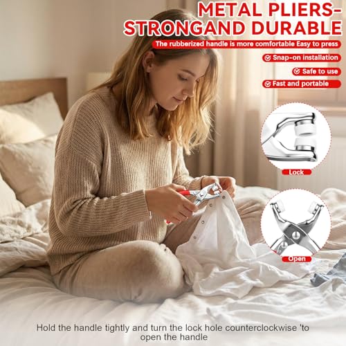 Sewing Kit with 100PCS Metal Buttons, Metal Snaps Buttons with Fastener Pliers Press Tool Kit, Colorful Five Claw Buckle Installation Plier Tool Set for DIY Crafts Sewing Fabric Clothes