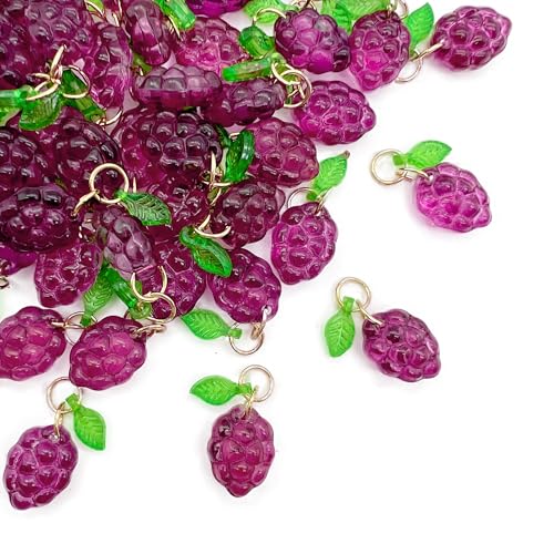 50pcs Glass Pendant Charms - Multicolor Theme Drops for Necklace Craft, Jewelry Making Supplies (Various Styles) - style: Grape