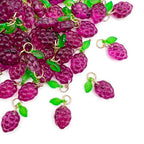 50pcs Glass Pendant Charms - Multicolor Theme Drops for Necklace Craft, Jewelry Making Supplies (Various Styles) - style: Grape
