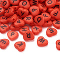 Cheriswelry 100pcs Heart Shape Acrylic Letter Alphabet Beads Opaque Red Black Letter Pony Loose Spacer Beads 10.5x11.5mm for DIY Craft Earring Bracelet Necklace Jewelry Making Supplies - color: Red Heart Letter Beads