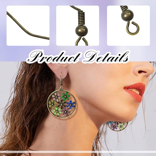 TOAOB 300pcs Earring Hooks Kits Antique Bronze French Ear Wires with Ball and Coil 18mm Fish Hook Earring Making Supplies with Jump Rings and Clear Silicone Ear Backs for DIY Jewelry Findings - color: Antique bronze