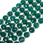 8×5mm Green Agate Natural Stone Beads for Jewelry Making About 35-40pcs 1 Strand 15" Drilled Flat Faceted Cabochon Gemstone Beads for Bracelets Necklace DIY Crafts - color: Green Agate