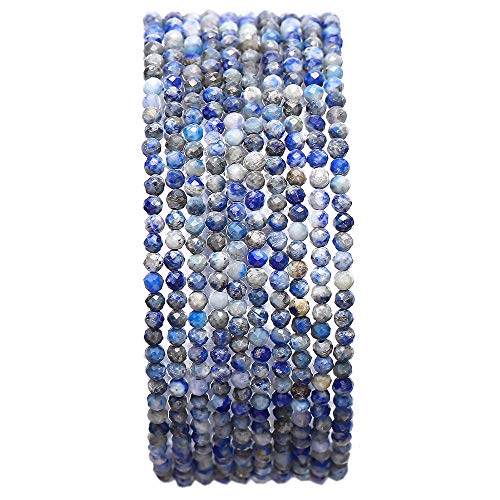 BEADIA Faceted Natural Lapis Lazuli Stone Round Loose Semi Gemstone Beads for Jewelry Making 2-2.5mm 38cm - color: Lapis Lazuli Faceted, size: 2-2.5mm