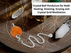 Amazing Gemstone Red Aventurine Crystal Ball Pendulum for Divination - Dowsing Pendulum Necklace with Chain and Quartz Bead for Reiki Healing and Crystal Grid Meditation - color: Red Aventurine
