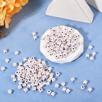 FASHEWELRY 500Pcs White Golden Letter Beads 4.5mm Square Alphabet Beads Acrylic Cube Letter P Beads for Friendship Bracelet Necklace Keychains Jewelry Making - color: Letter P