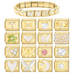 Italian Charms Bracelet Sets with 1Pcs Starter Brascelet 9Pcs Charms 9mm Italian Modular Charm Bracelet DIY Module Jewelry Gifts - color: B-Starter Bracelet Set-GoldSilver