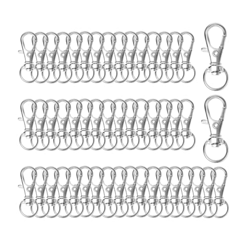 Swivel Snap Hooks Premium Metal Lobster Claw Trigger Clasps for Lanyard Keychain Rings Bag Purse Tag Jewelry Making DIY Crafts - color: Length: 1.26inch(32mm) Inside width: 0.39inch(10mm) 50pcs Silver